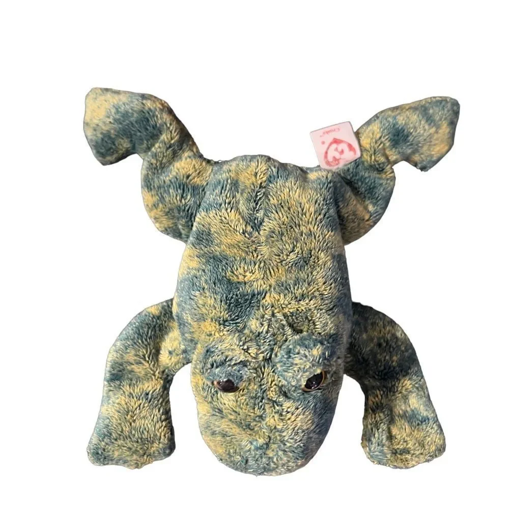 Ty Croaks stuffed frog beanie‎ in green and yellow made in 2004